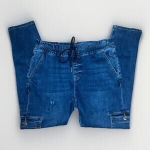 Juicy Couture Laguna denim cargo jogger pants Distressed Utility Y2K Style Sz 29